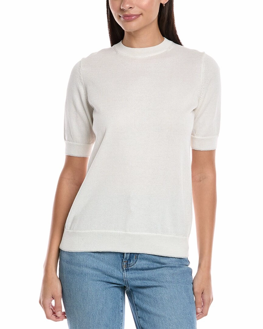 Lafayette 148 New York Short Sleeve Wool-Blend Sweater All-Purpose Knit Cozy Knit