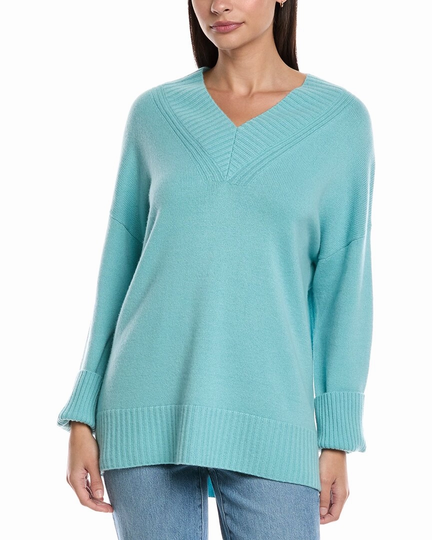 Lafayette 148 New York V-Neck Cashmere Sweater Chilly Ready