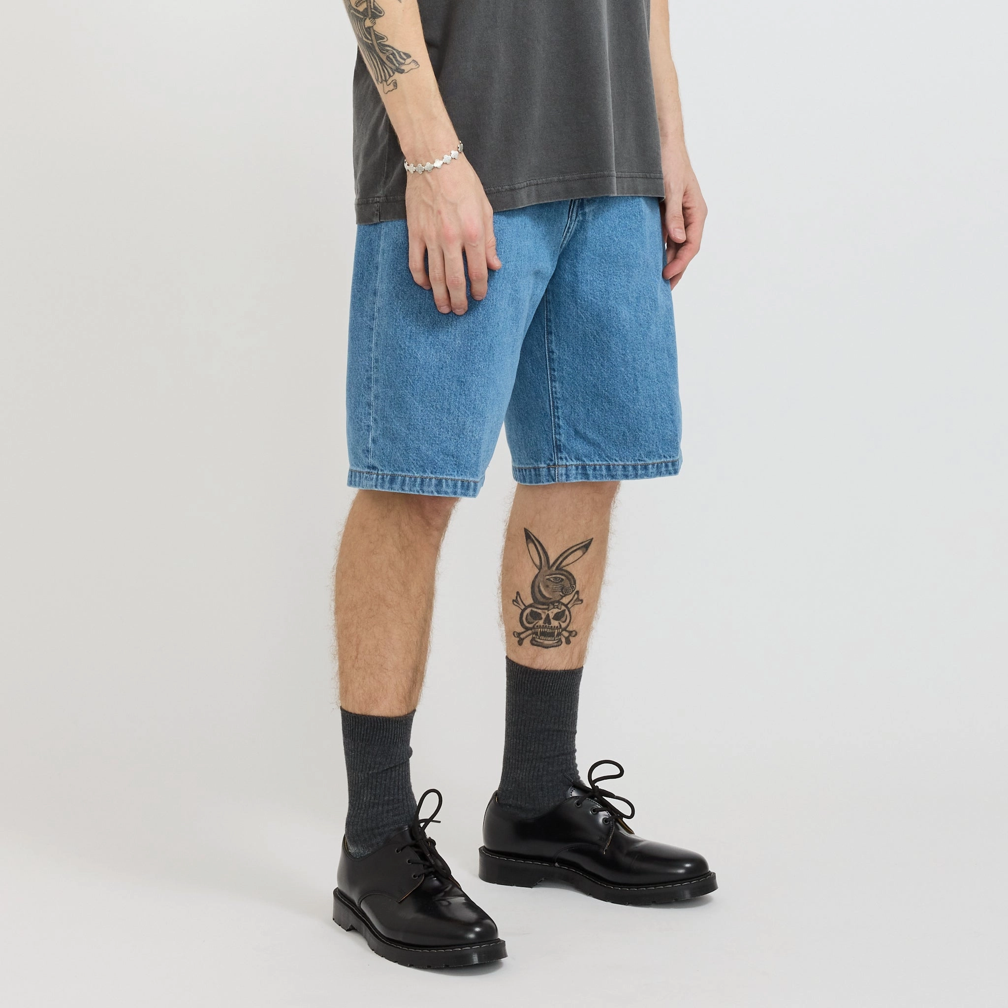 No Ride Up Silicone Grip Landon Short Blue Heavy Stone Washed