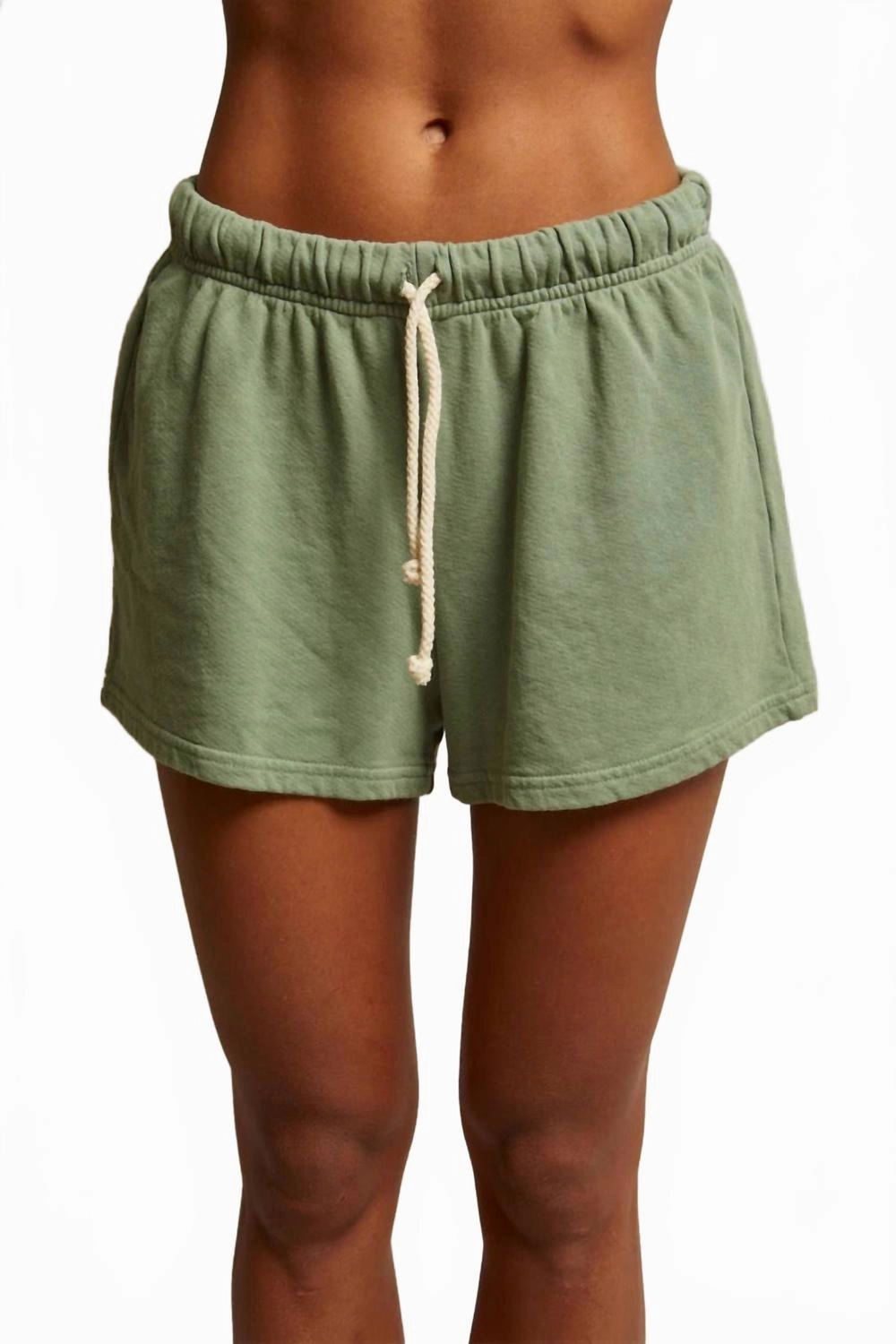 Layla Terry Shorts In Aloe Flatlock Seams Easy Care Fabric