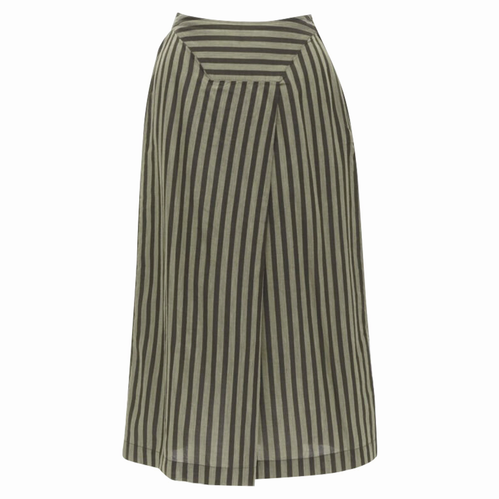 Issey Miyake striped cotton diagonal pleat A-line skirt Heritage Brand City Style