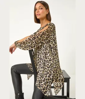Leopard Print Metallic Tunic Top LowMaintenanceMaterial Airflow Vents