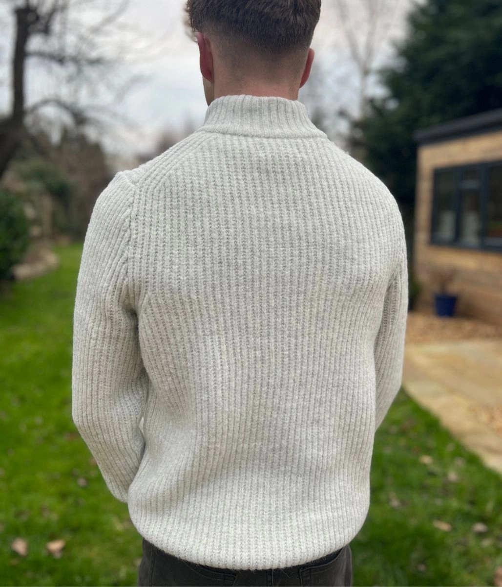Light Grey Mens Half Zip Jumper Comfy Feel