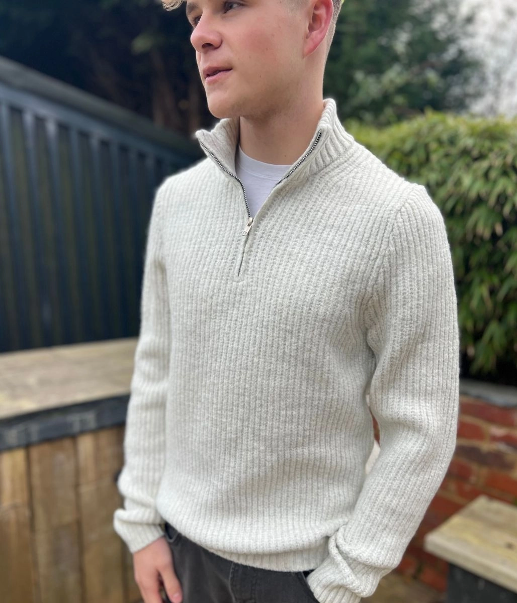 Light Grey Mens Half Zip Jumper Quick Comfort