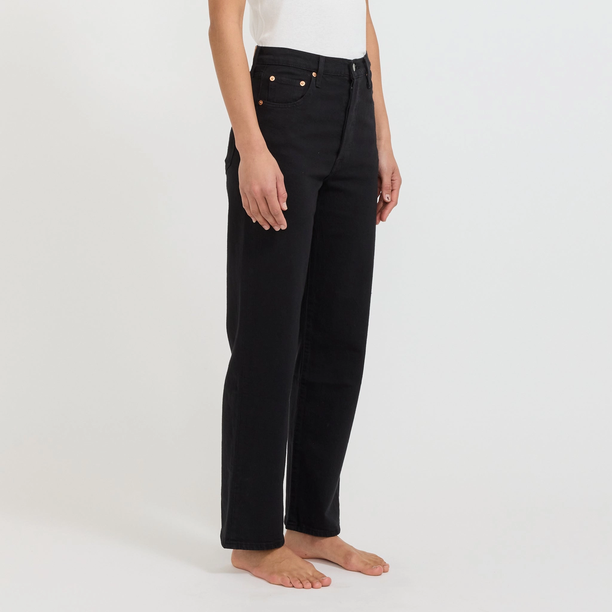 Ribcage Straight Ankle Black Sprout Modern Attire Streetwear Fan Evening Stroll Elegant