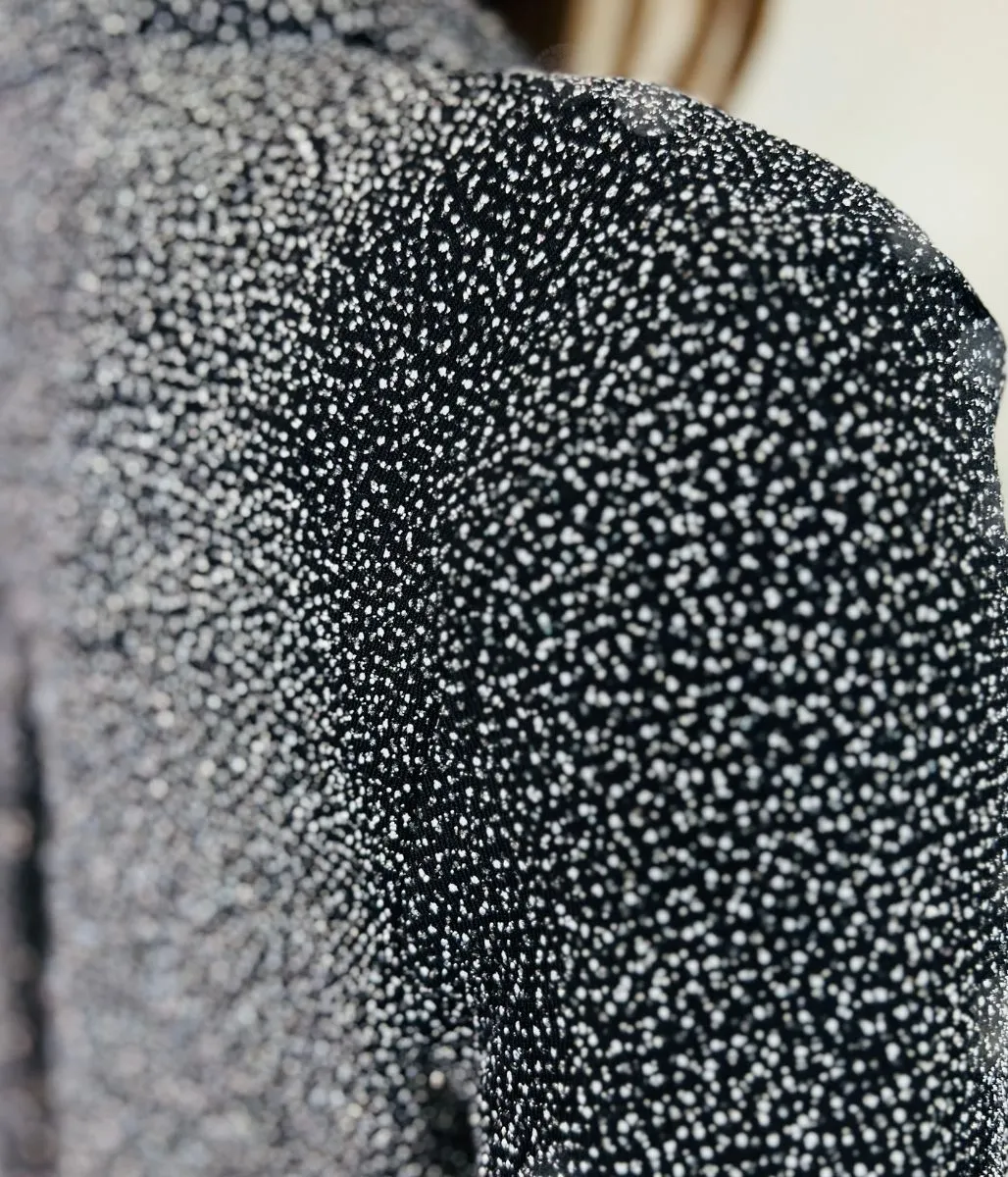 Silver Sparkle Blouse AntiOdorTechnology BrushedInnerSurface