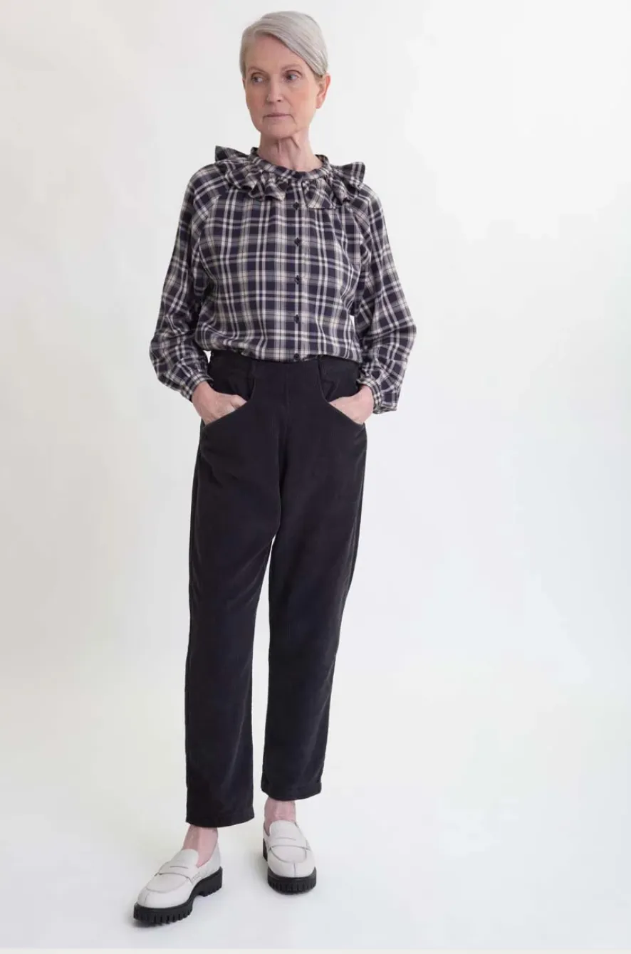 Erica Organic Cotton Cord Trousers In Charcoal Moisture control Layered Protection