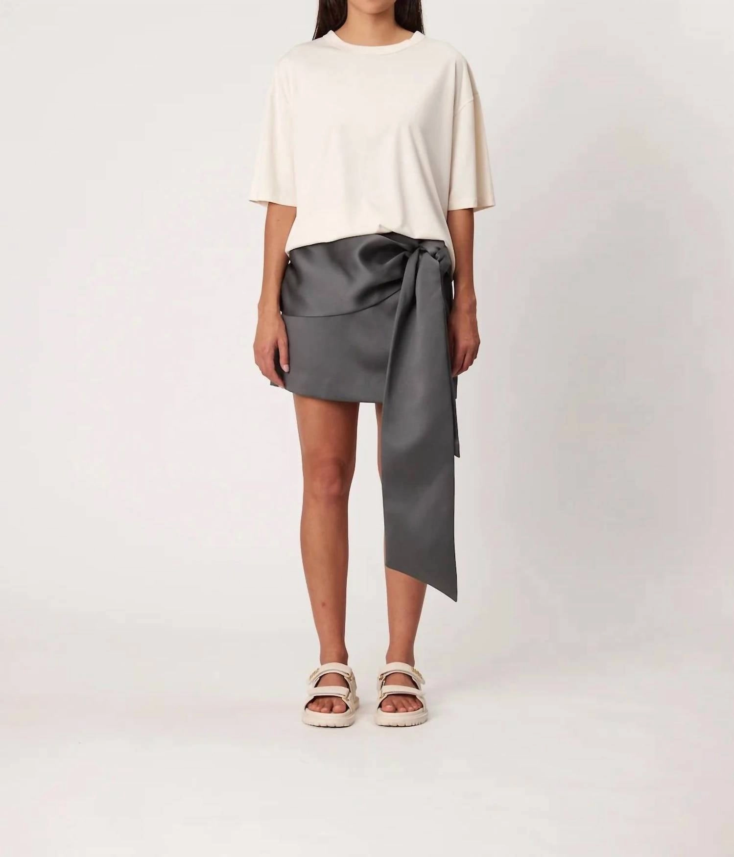 Elsie Mini Skirt In Smoke Detachable Detail Polka Dot