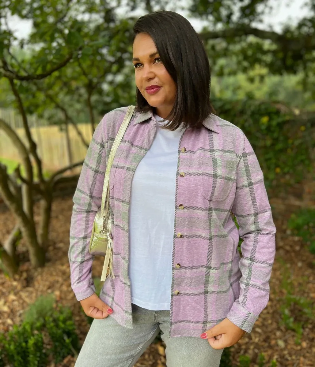 Lilac Check Soft Jersey Shirt Cozy Wear AirflowOptimized Design