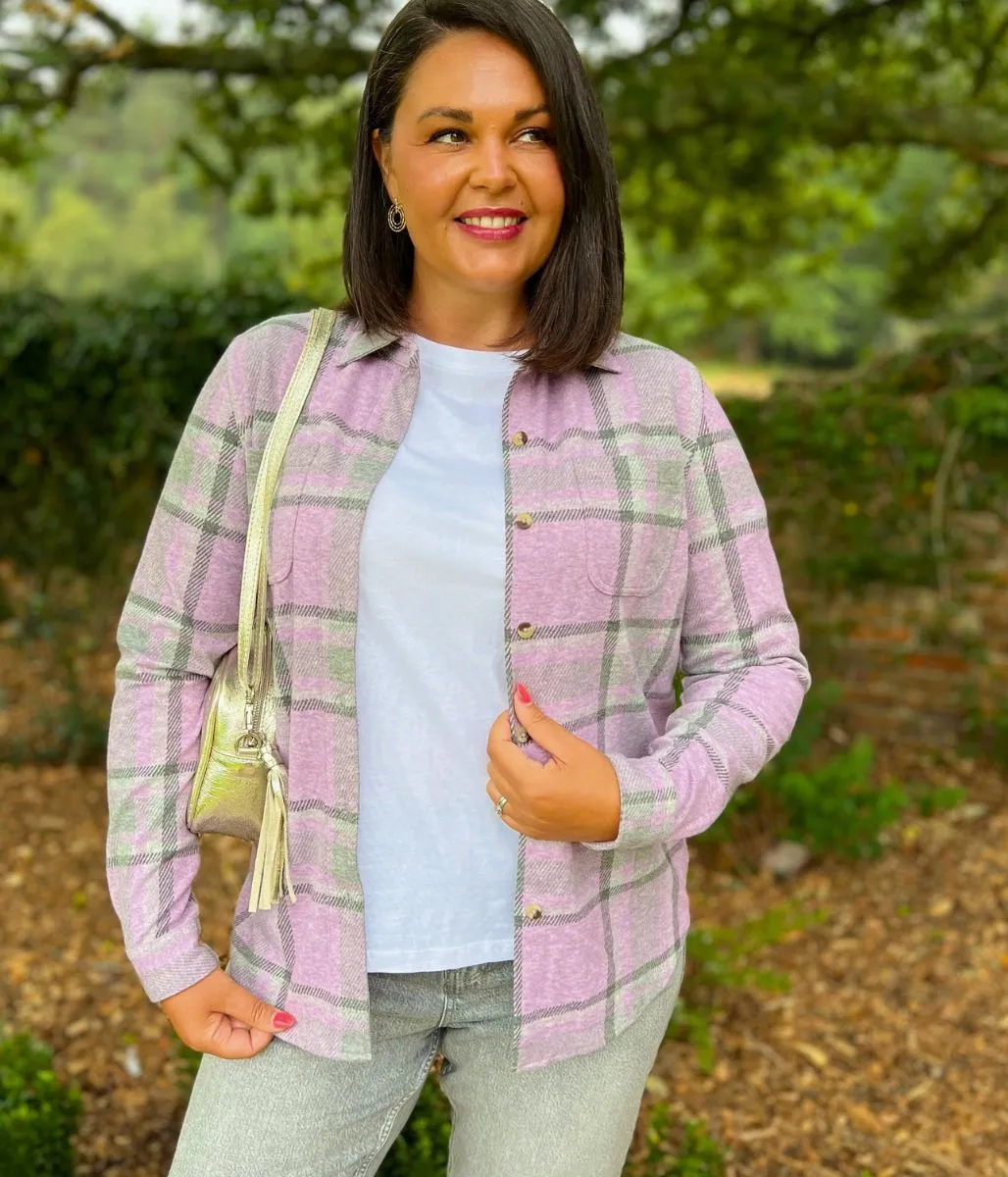 FlexibleCuffs Lilac Check Soft Jersey Shirt