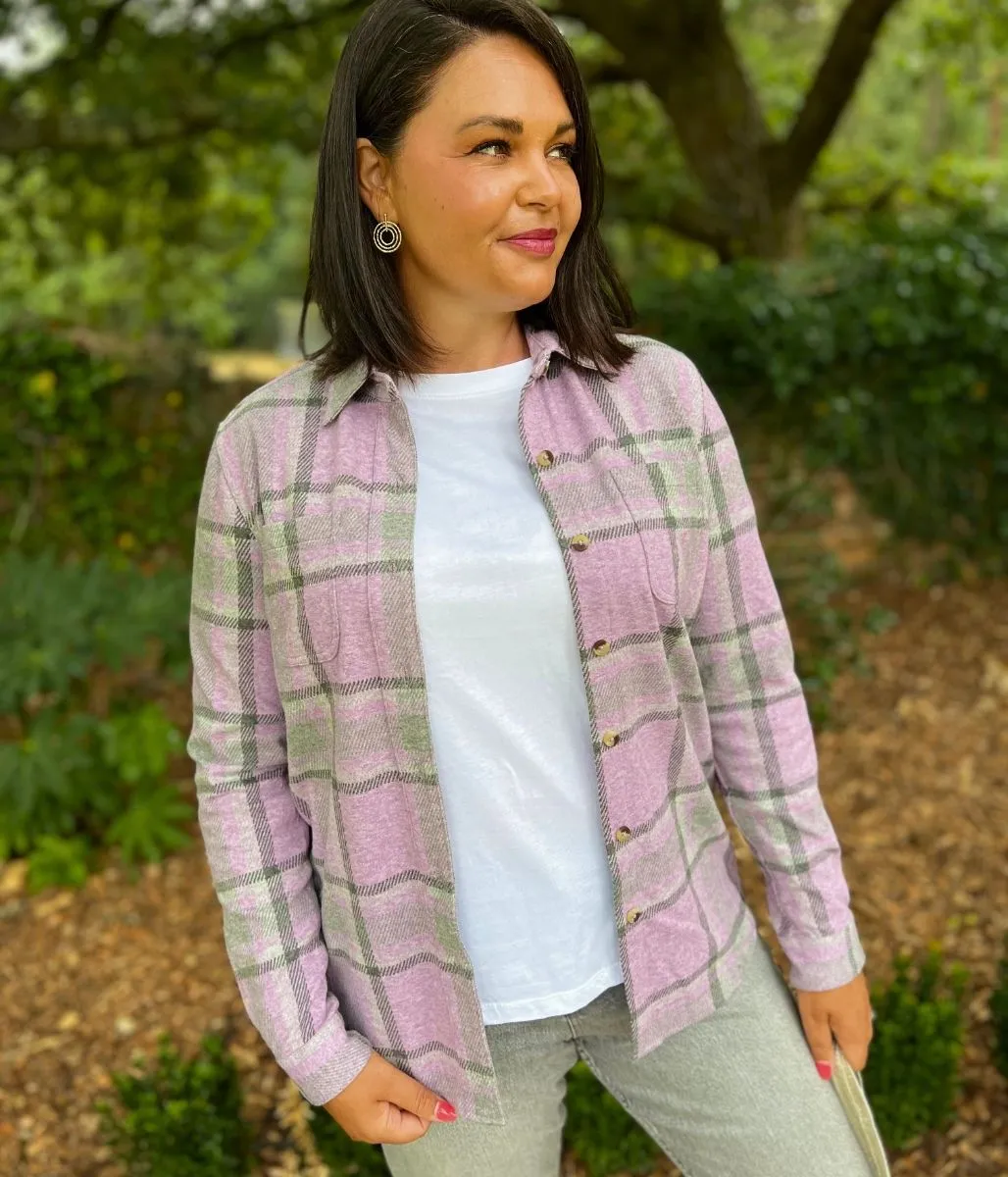 LongLastingDurability Lilac Check Soft Jersey Shirt