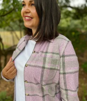 Lilac Check Soft Jersey Shirt Elastic Edge Binding FadeResistant Dye