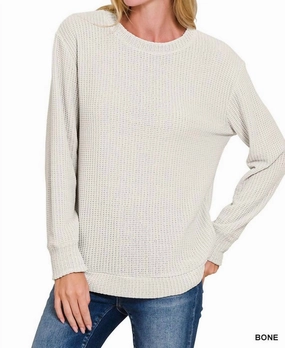 Lillian Chenille Sweater In Bone Low Maintenance Fabric Chilly Day Knitwear
