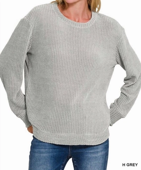 Lillian Chenille Sweater In Heather Grey Thermal Insulation Technology Effortless Layering
