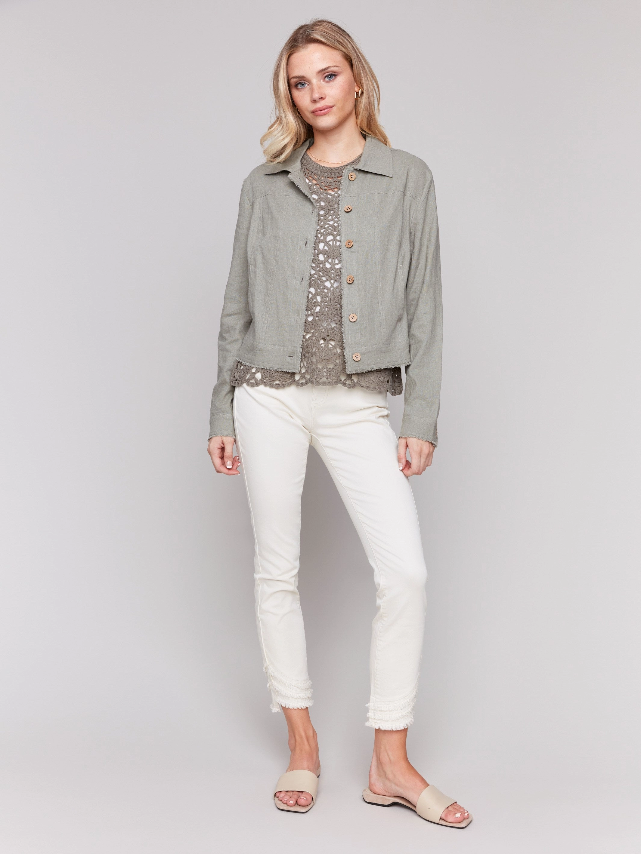 Light Weight Survival Use Linen Blend Jacket - Celadon