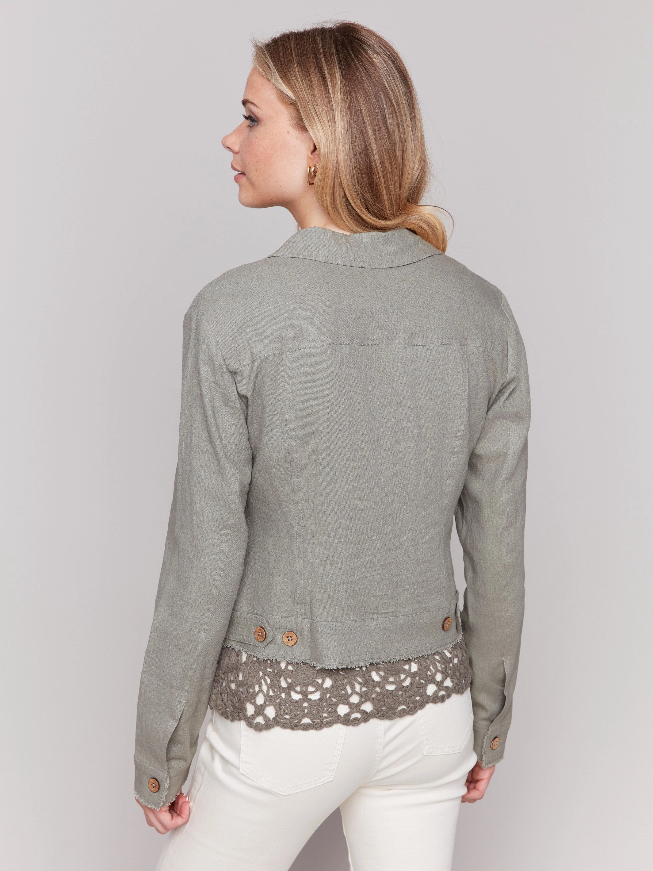 Linen Blend Jacket - Celadon Shock Absorbent Padding