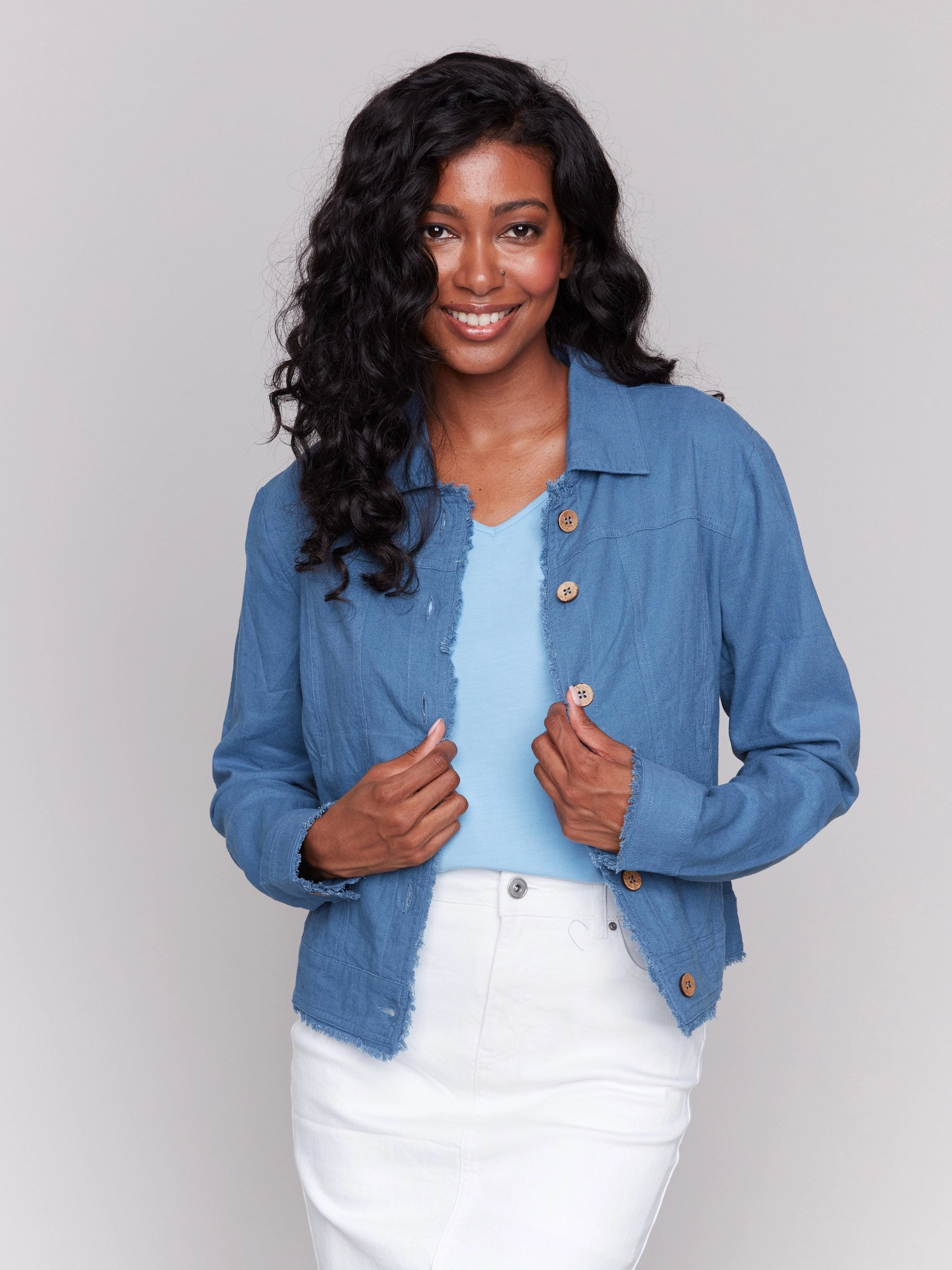 Linen Blend Jacket - Denim Draft Block