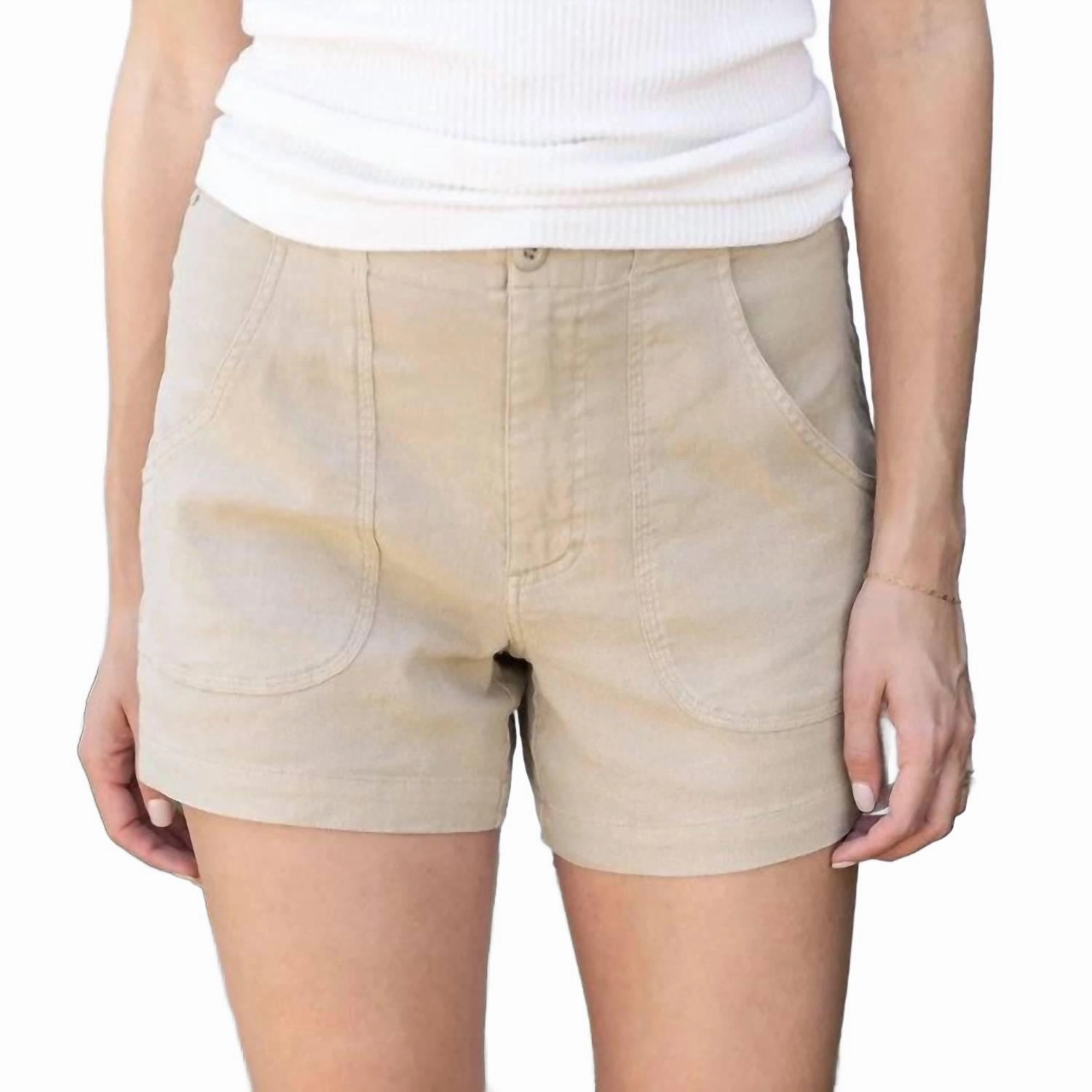 Linen Shorts In Khaki Game Day