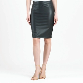 Graceful Look Everyday Essential Liquid Leather Sheen Pencil Skirt In Black