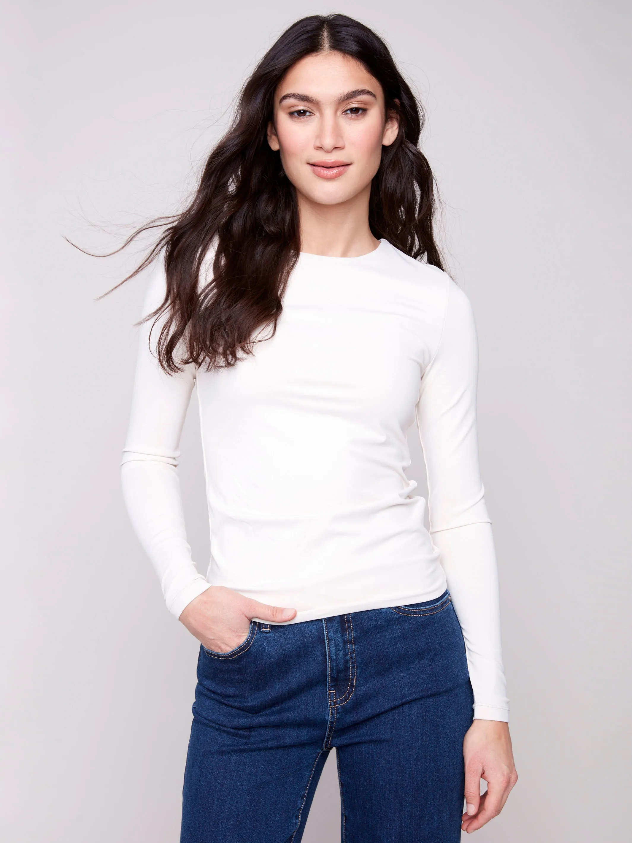 HighDensityFoam Long Sleeve Super Stretch Top - Natural