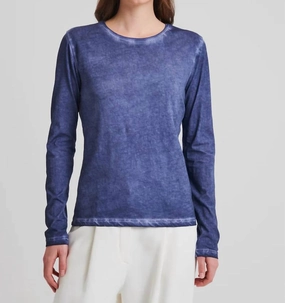 Snuggly Knit Bio Based Textile Innovation Long Sleeve Pima Sublime Classic Crew In Blue Indigo