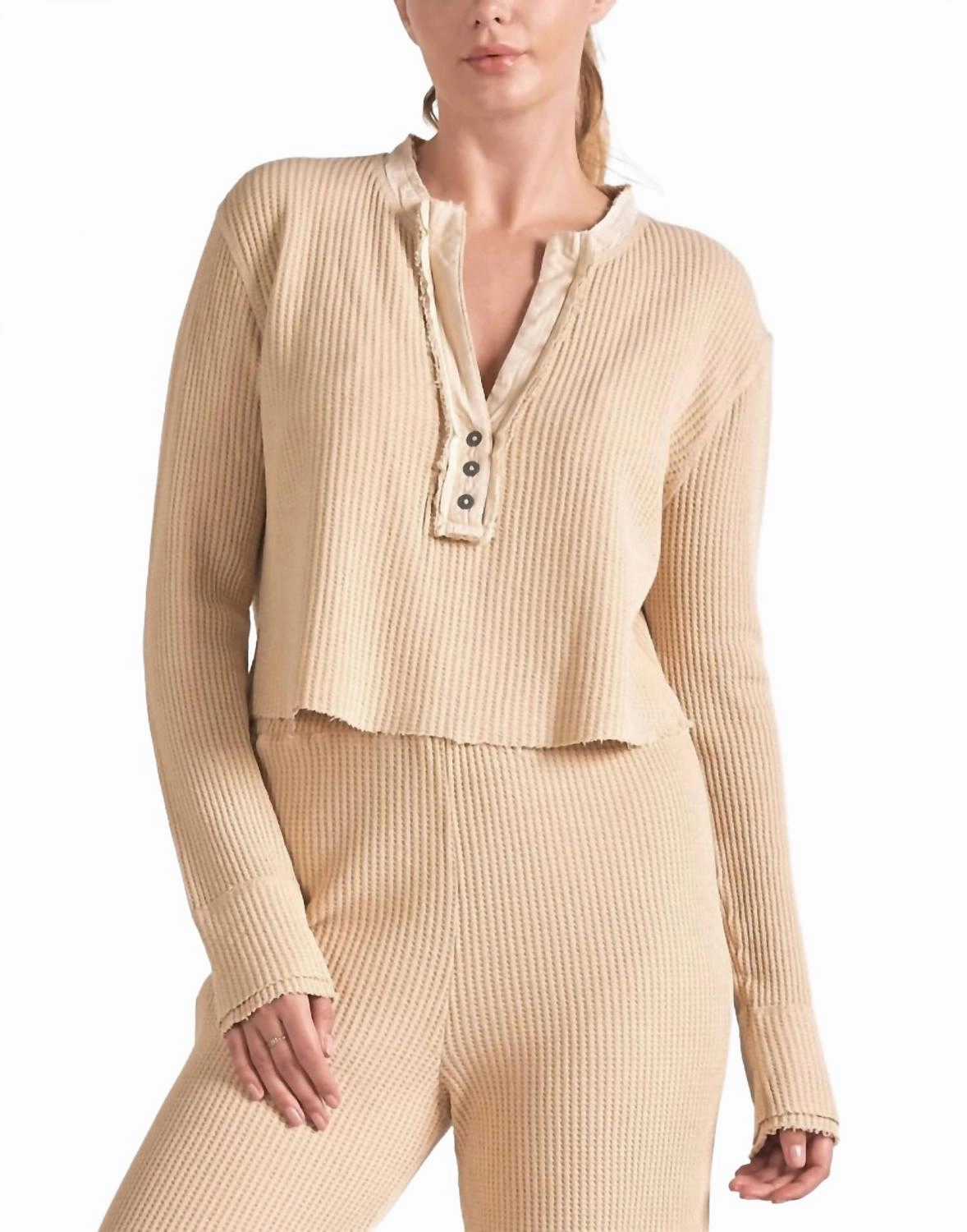 Winter-Ready Knit Nila Top In Tan
