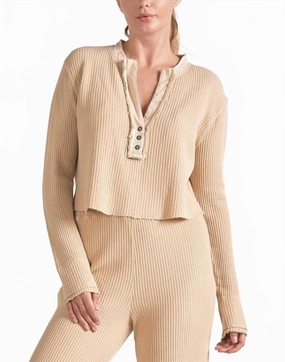 Winter-Ready Knit Nila Top In Tan