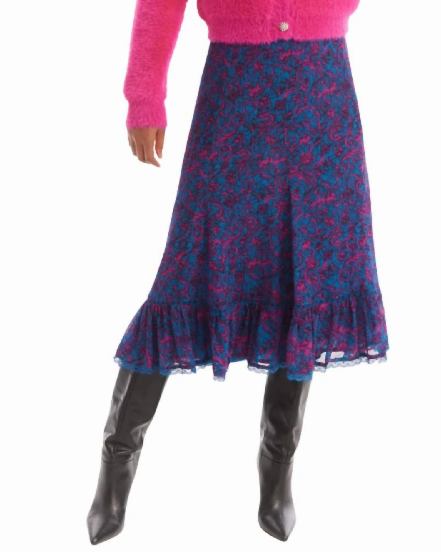 Lottie Midi Skirt In Botanical Swirl Sustainable Innovation