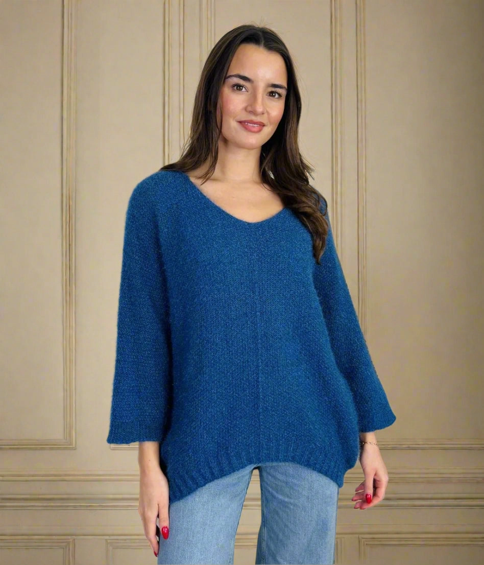 Oversized Silhouette Chilly Weather Fashion Blue Maddie Relaxed Jumper