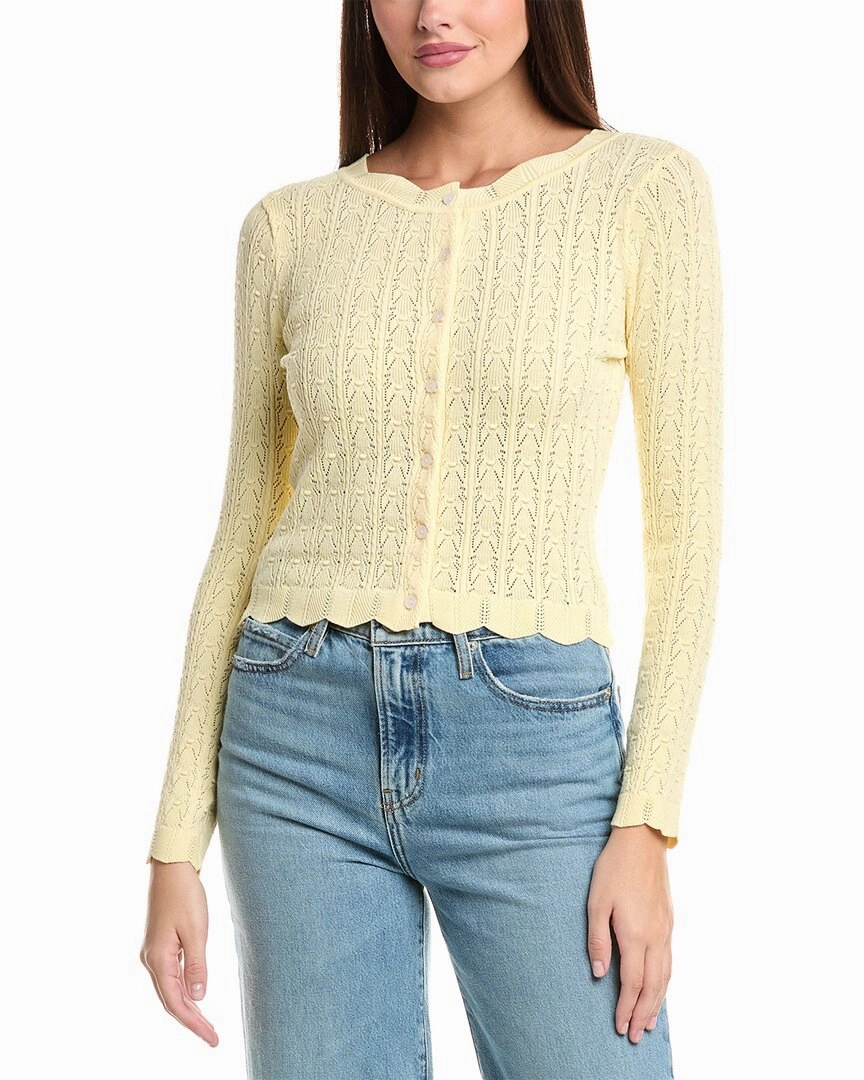 LUXE ALWAYS Pointelle Cardigan Long Lasting Elasticity Snuggly Knit