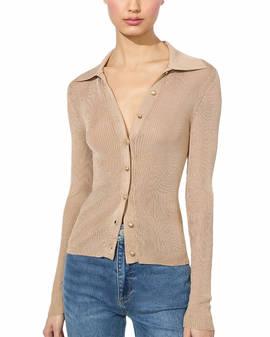 alice   olivia Nealie Ribbed Polo Sweater Cozy Midweight Fabric