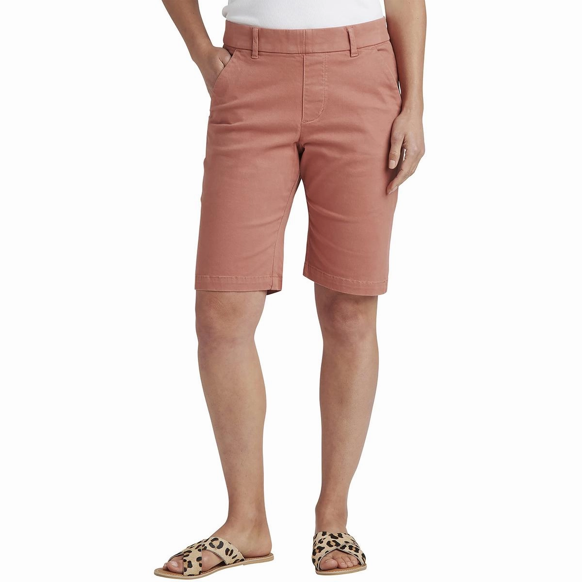 Quick Dry Fabric rhinestone accents Maddie Womens Mid Rise Knee Length Bermuda Shorts