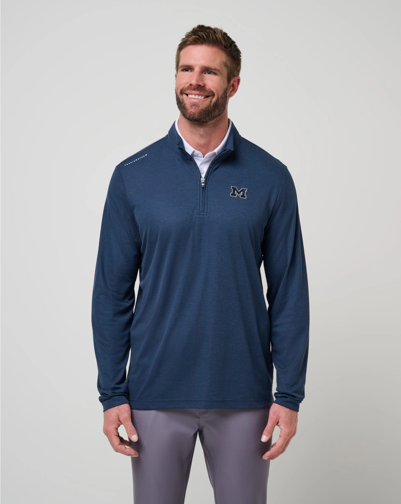 Michigan Time To Tailgate Quarter Zip Reinforced Shoulders
