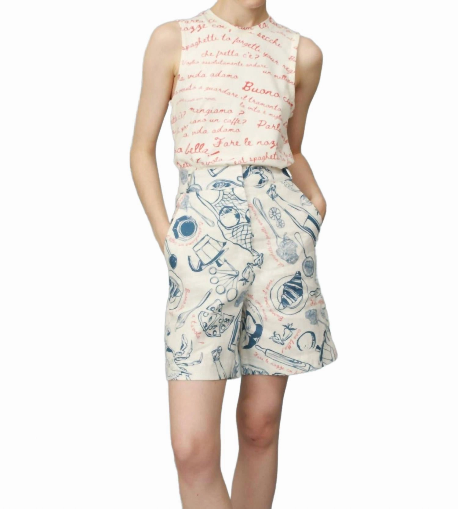 Mare Shorts In Blue button-down look silk blend