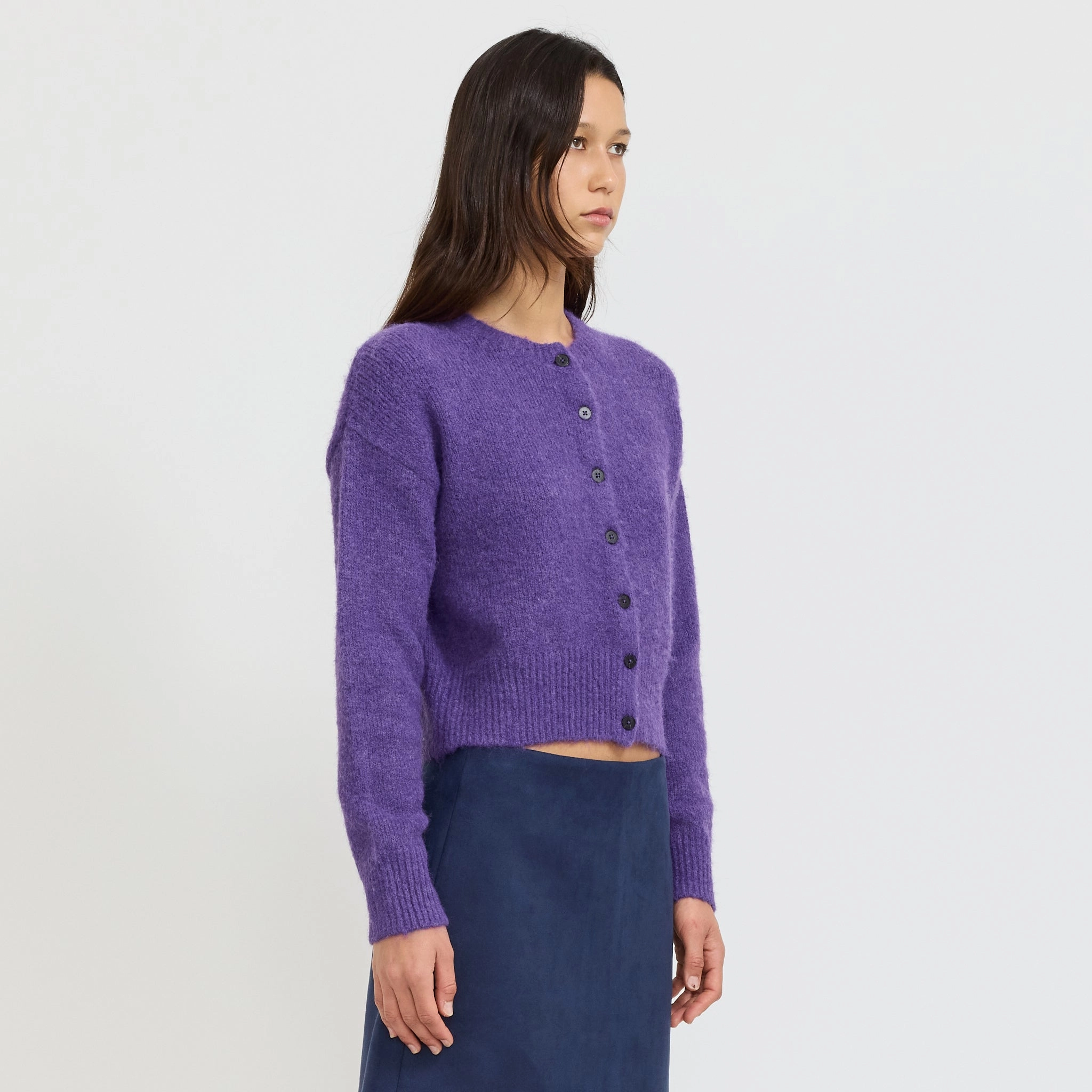 Marlo Cardigan Purple Drop Needle Detailing
