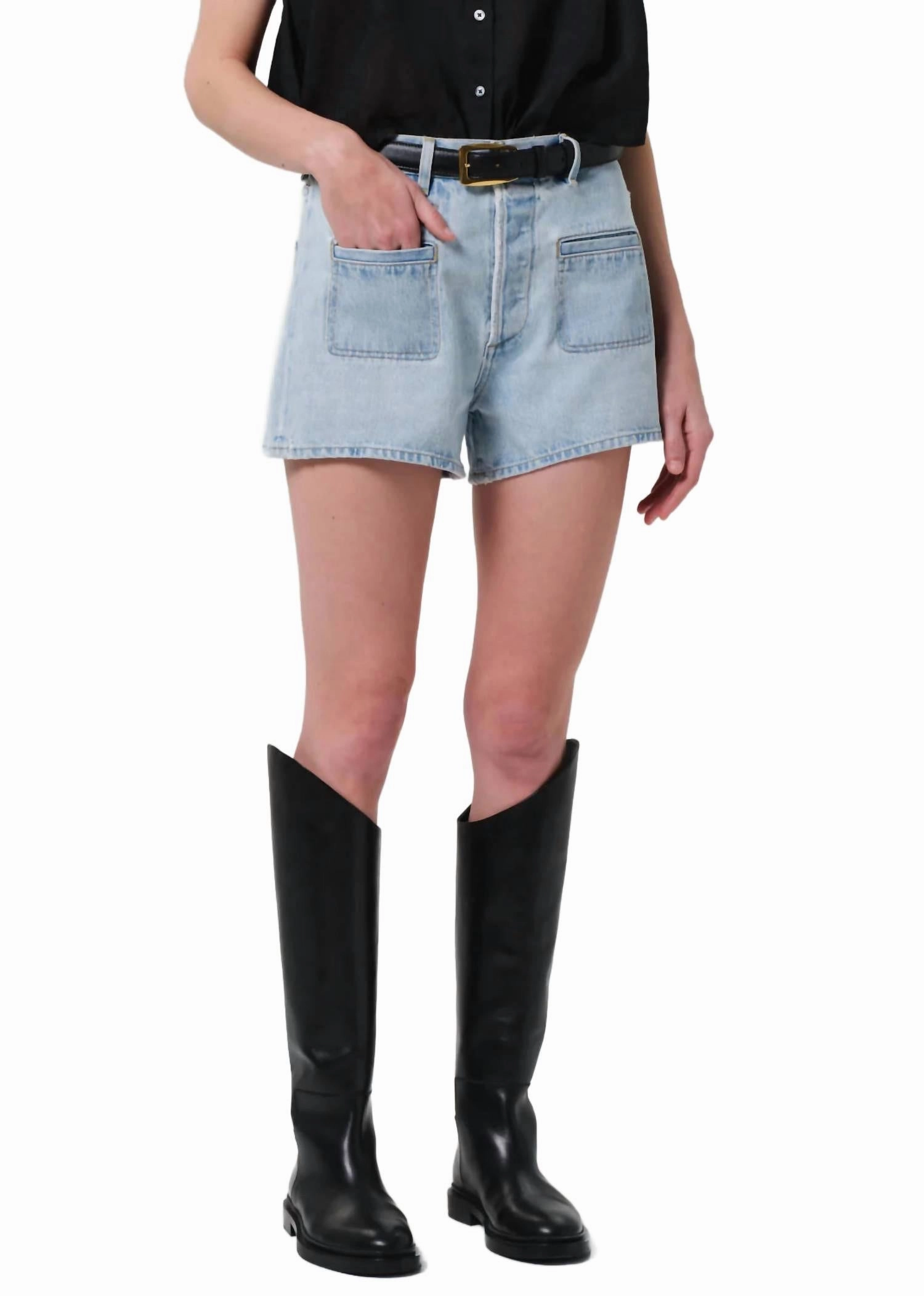 Chic Look Balanced Fit Marlow Welt Pocket Short In Skyscape