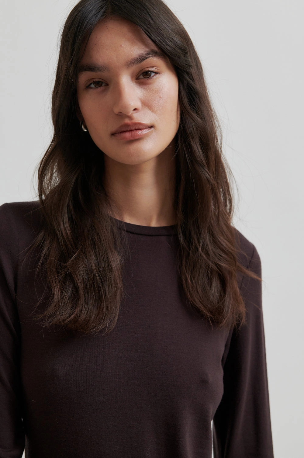 Matima O-Neck Tee - Chocolate Plum Knit Fabric Technology