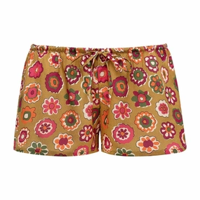 Mazzy Floral Silk Low-Rise Drawstring Short On The Go