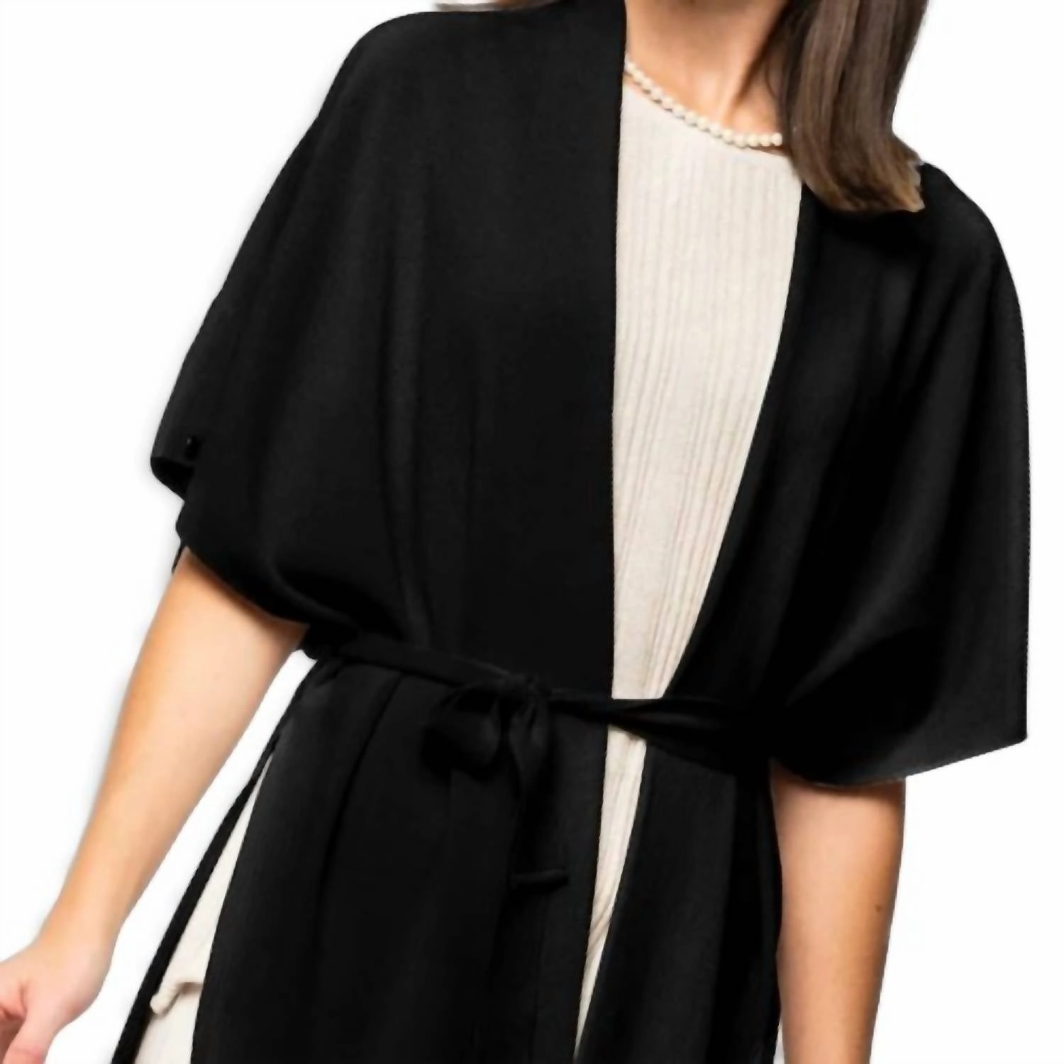 Winter Styling Melinda Belted Dropped Shoulder Cardigan In Black