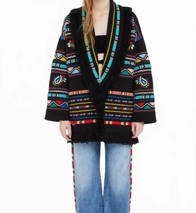 Memories Of The Savannah Cardigan In Black Multi All-Season Comfort
