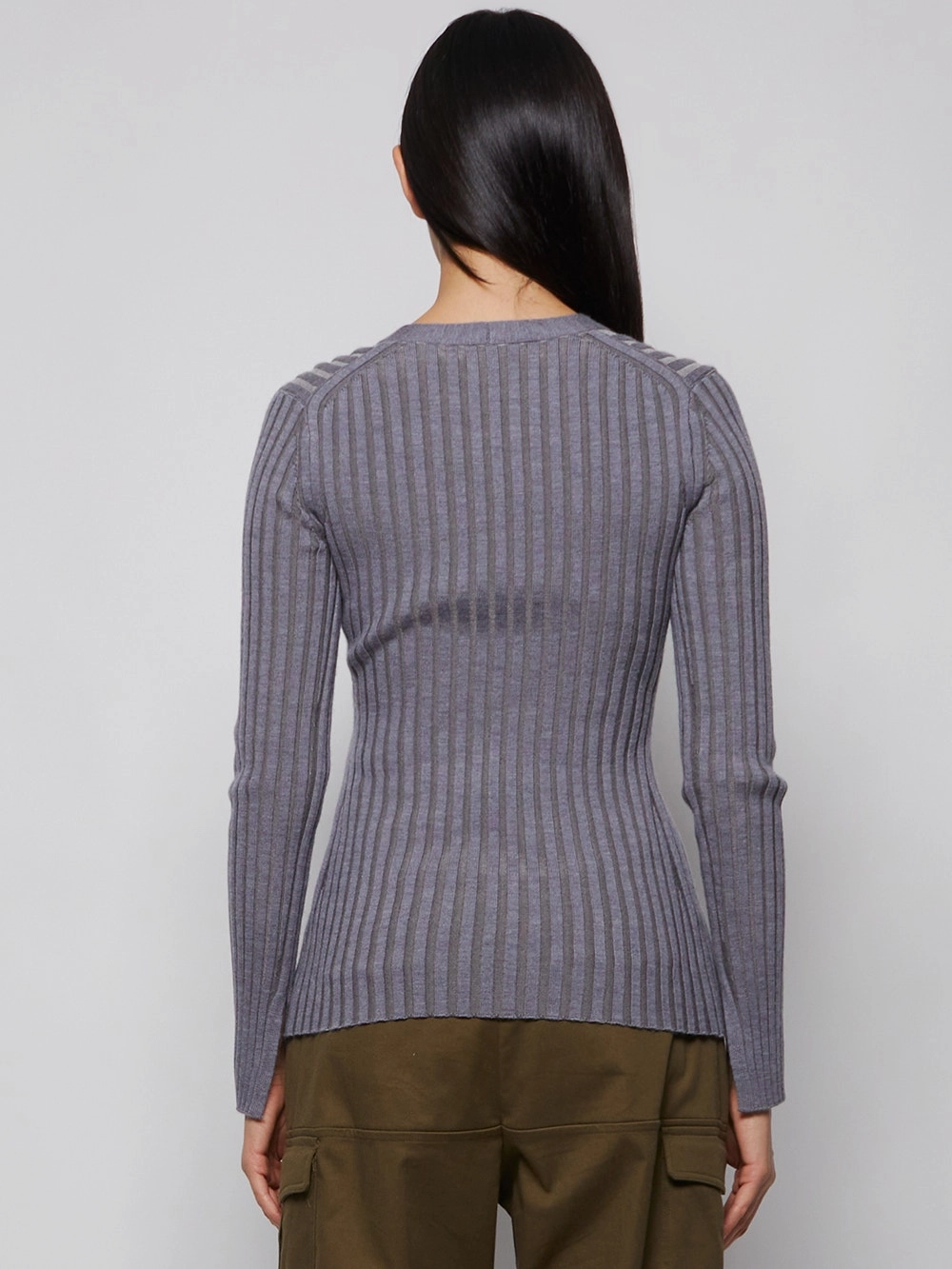 Merino Rib Knit V-neck Sweater Knit Comfort