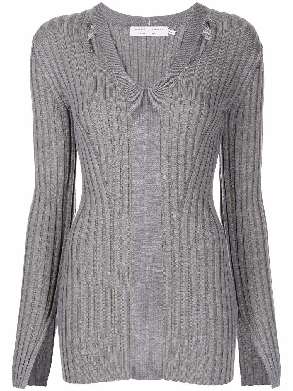Merino Rib Knit V-neck Sweater Soft Texture Ergonomic Sleeve Design