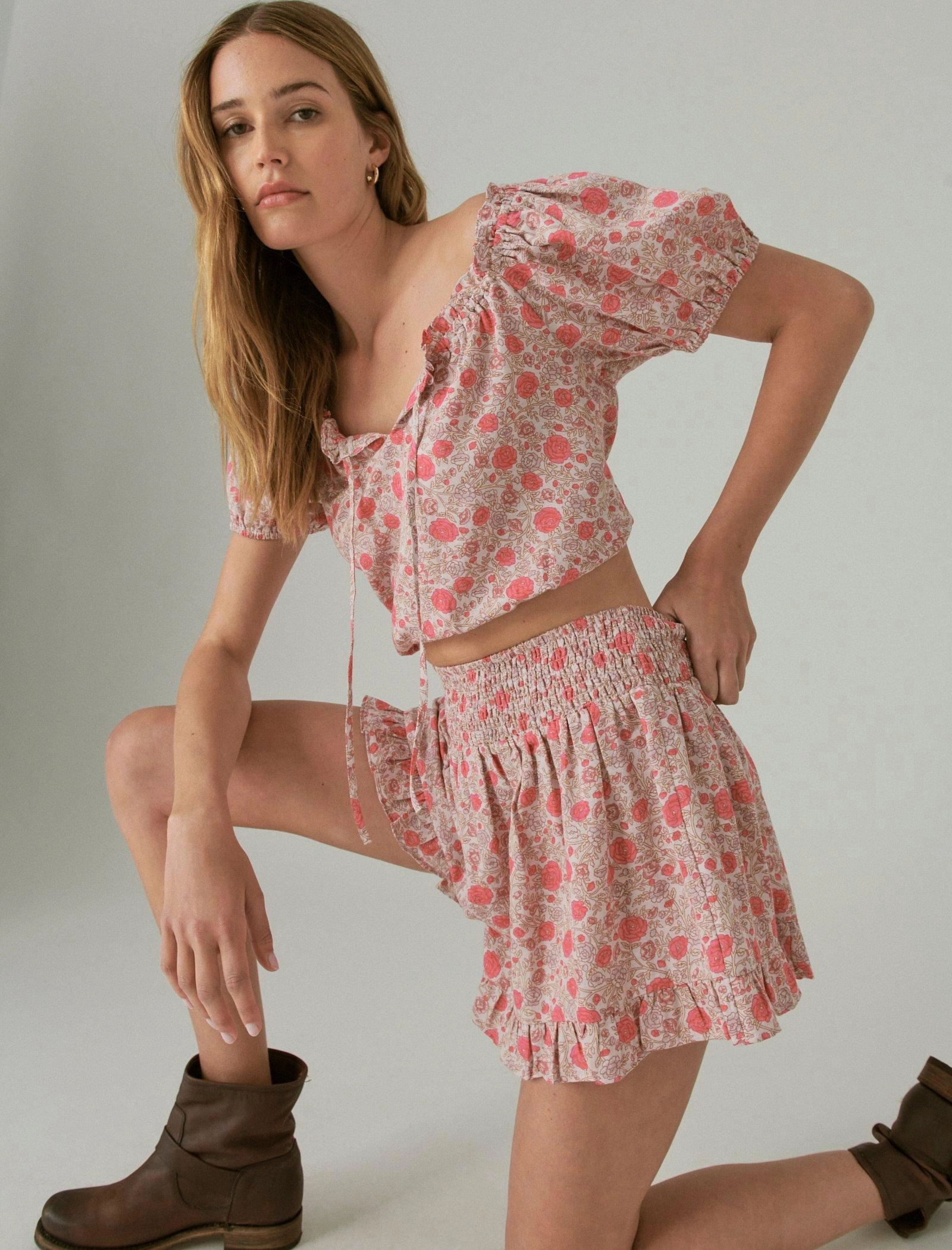 Lucky Brand Womens Printed Matchback Short Double Layered Hem souvenir item