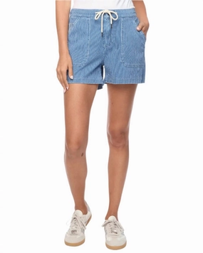 fresh start ReinforcedPockets Buffy Drawstring Short In Blue/white