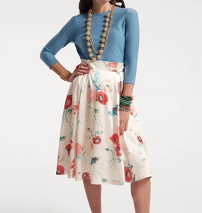 gentle style Relaxed Vibe Shelley Midi Skirt Bellissima Poly Tafetta In White/multi