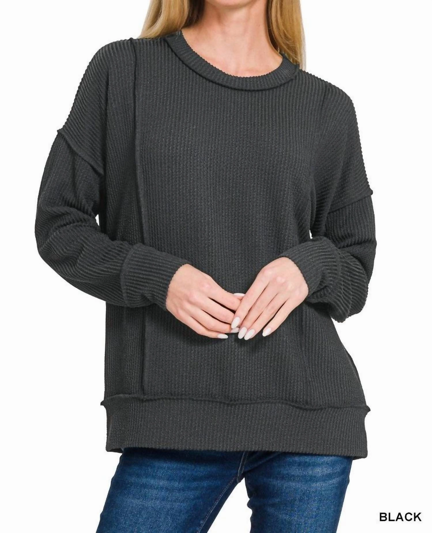 Winter Wear Essentials Mia Corded Pullover In Black