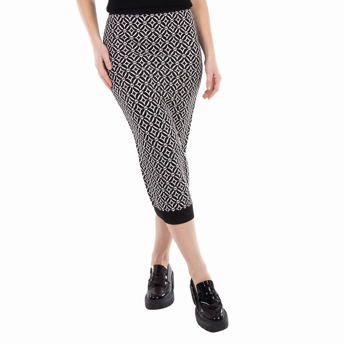 Michael Kors Logo Jacquard Stretch Knit Pencil Skirt Fade Resistant