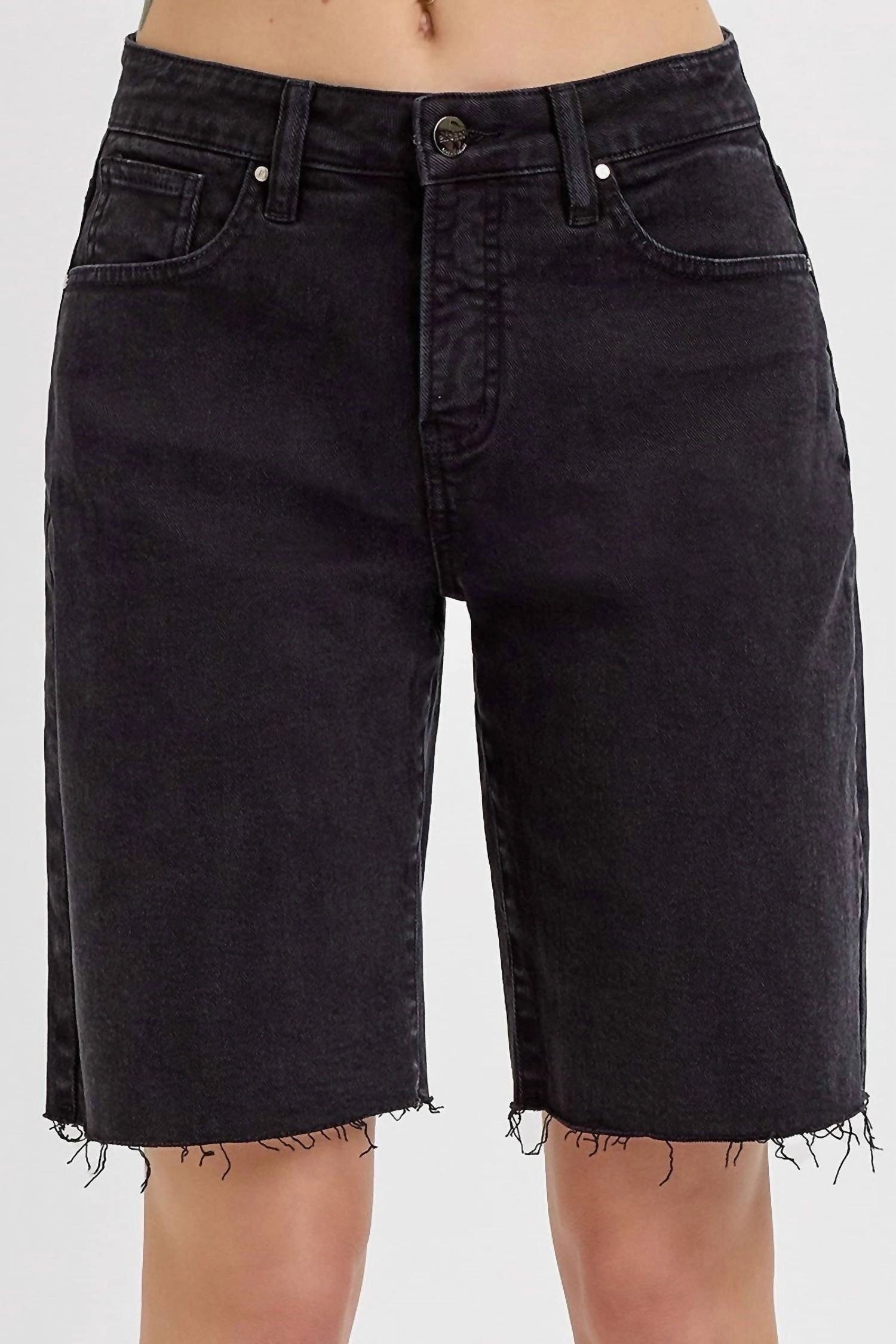 High Durability Blend Mid Rise Relaxed Fit Bermuda Shorts - Plus In Black