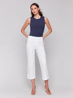 BreathableMaterial Chill Comfort Fit Cropped Pull-On Twill Pants with Hem Tab - White