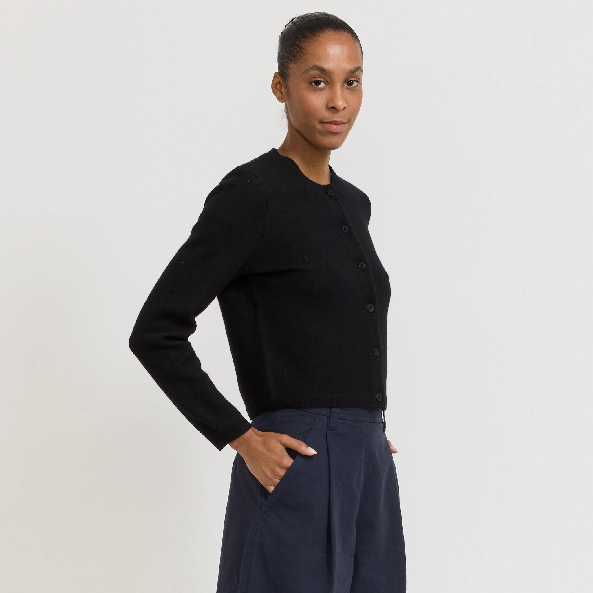 Soft Touch Texture Fade Resistant Dye Mila Cardigan Black